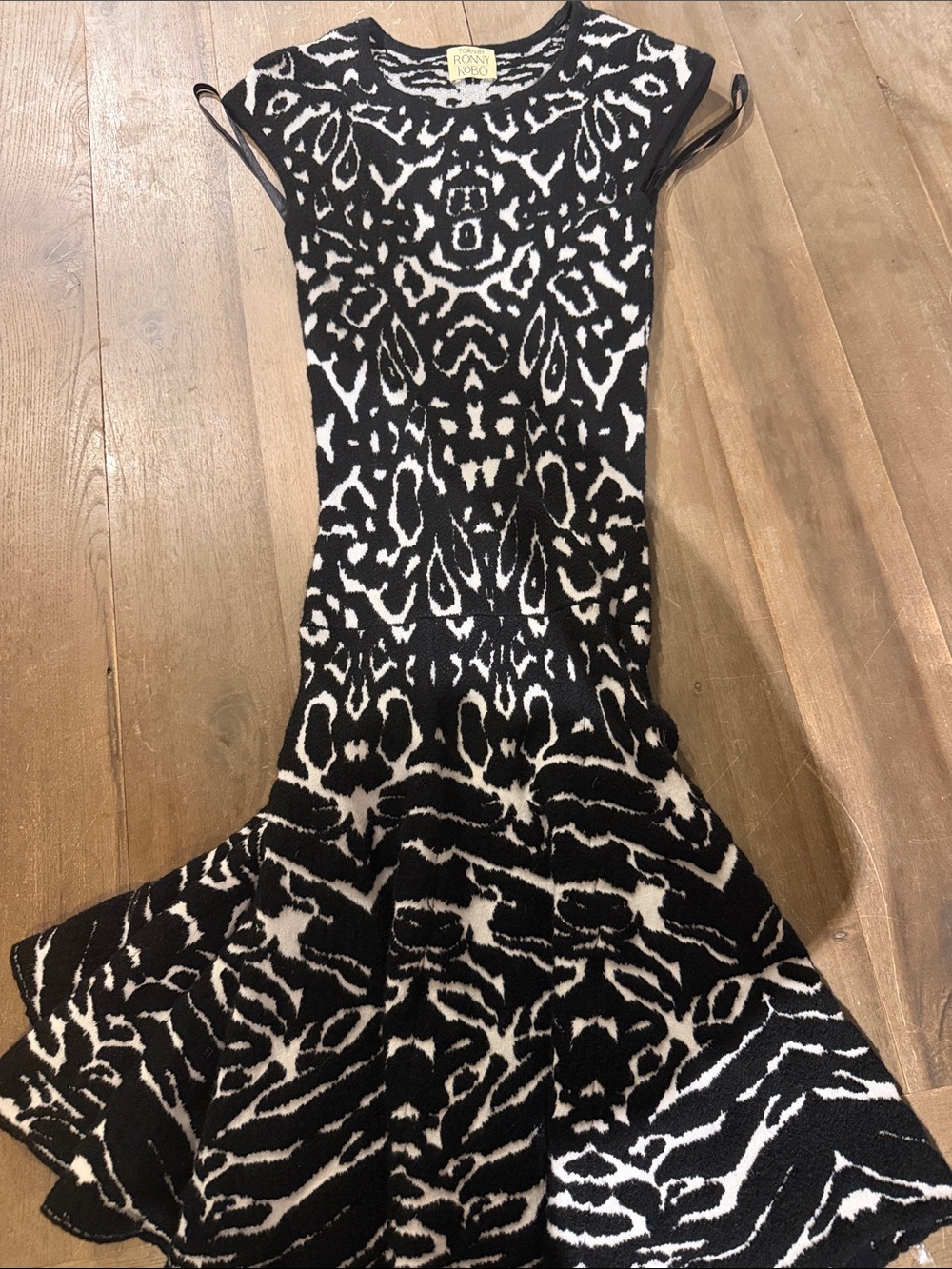 Ronny Kobo Black and White Graphic Mini Dress